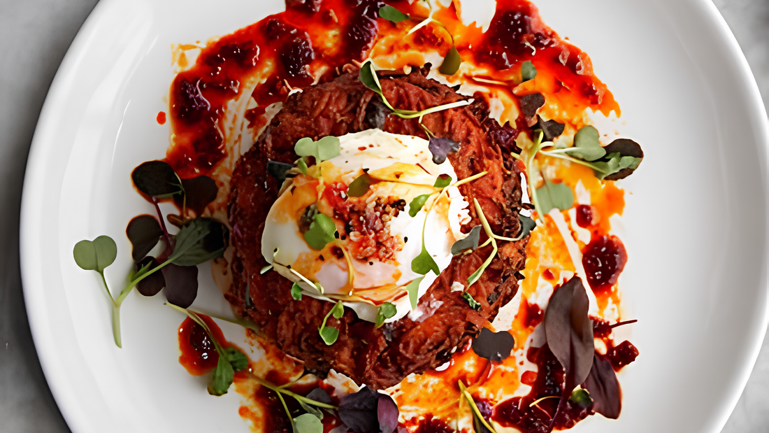 Sweet Potato Cake with Poached Eggs